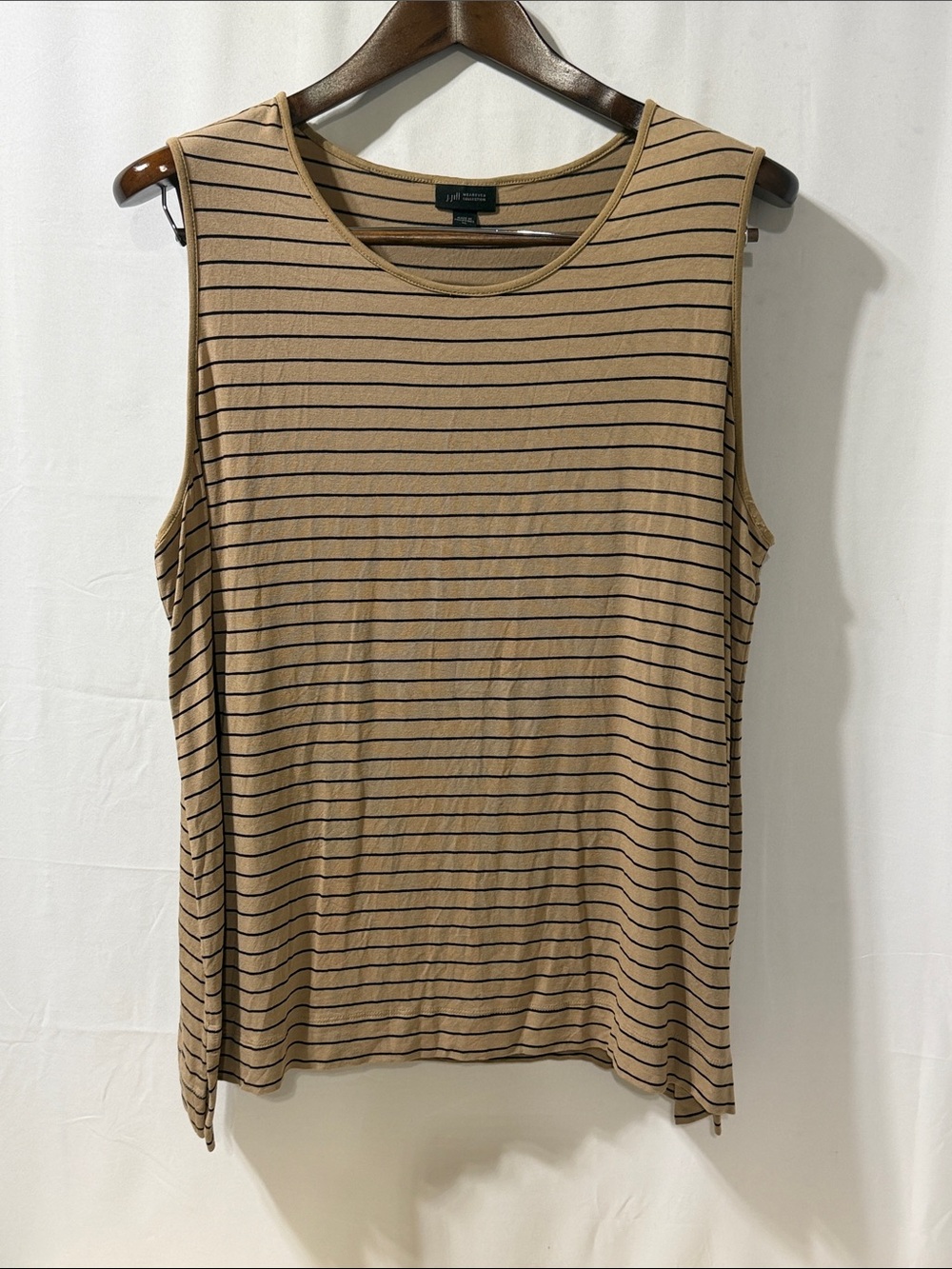 J. Jill Sleeveless Striped Tank Top in Tan and Black